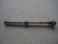 Antique Victorian Gilt Metal Turquoise Stone Set Propelling Pencil