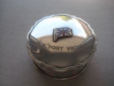 Vintage Silver Plated S.S. Port Victor Engraved Souvenir Pill Box