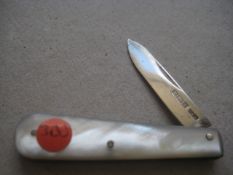 George V Mother of Pearl Hafted Silver Bladed Folding Fruit Knife, Sheffield 1911
