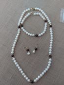 Pearl Necklace, Bracelet and Earrings Set. RRP £55.99. With Box