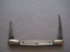 Victorian Mother of Pearl Hafted Twin Steel Bladed Folding Fruit Knife, c1900