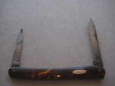 Vintage Twin Steel Bladed Folding Fruit Knife, c1920