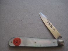 Victorian Mother of Pearl Hafted Silver Bladed Folding Fruit Knife, Sheffield 1868