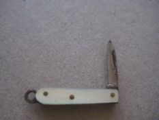 Miniature Mother of Pearl Hafted Steel Bladed Folding Fruit Knife