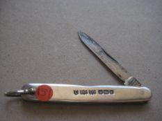 Edwardian Silver Hafted Twin Steel Bladed Folding Penknife, Sheffield 1909