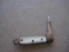 Miniature Mother of Pearl Hafted Steel Bladed Folding Fruit Knife