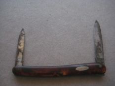 Vintage Twin Steel Bladed Folding Fruit Knife, c1920
