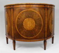 Elegant Neoclassical Style Inlaid Demilune Cabinet, Late 20th Century