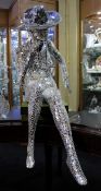 Large Mirrored Mosaic Female Figure Sculpture with Hat