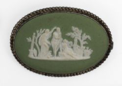 Vintage Wedgwood Green Jasperware Brooch