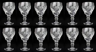 Set of 12 Royal Brierley Elizabeth Cut Wine Glasses