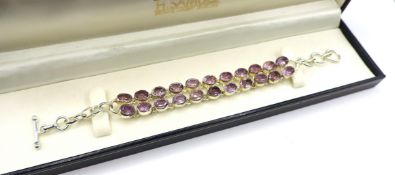 Sterling Silver 22.5 Carat Amethyst Gemstone Bracelet With Gift Box