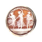 Antique Victorian Silver Three Graces Cameo Brooch