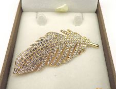 Crystal Leaf Brooch