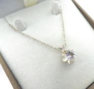 Sterling Silver Solitaire Gemstone Necklace New With Gift Pouch