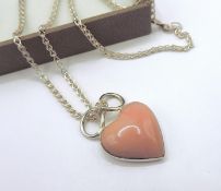 Sterling Silver Pink Gemstone Heart Pendant Necklace