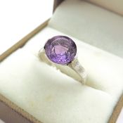 Sterling Silver 14 Carat Amethyst Solitaire Ring