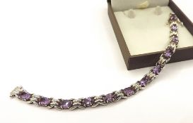 Sterling Silver 11 Carat Amethyst Gemstone Bracelet