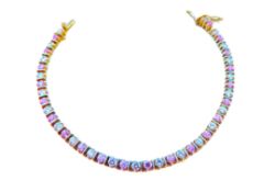 Sterling Silver Pink & White Gemstone Tennis Bracelet New With Gift Pouch