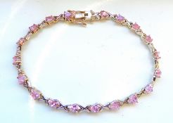 Sterling Silver Pink Gemstone Bracelet