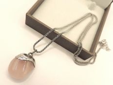 Artisan Sterling Silver Rose Quartz Pendant Necklace