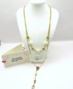 Alexander McQueen Antiqued Gold Plated Pearl & Skull Necklace