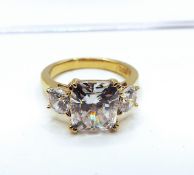 Gold On 925 Silver 7 Carat Cubic Zirconia Ring New With Gift Box