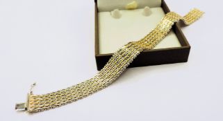 Gold On 925 Silver Two Tone Bracelet Made In Italy