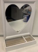 4 x White Wooden Heart Mirrors L10