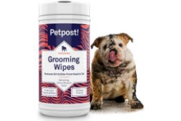 5 x 70 Pack Grooming Wipes for Dogs - Large, Deodorizing Wipes with Cherry Blossom Scent