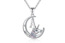 14 x Unicorns Gifts - 14K White Gold Plated Crescent Moon Pendant RRP Â£175.91 L14a