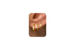 30 x 3 Pairs Gold Hoop Earrings L14a