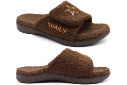 8 x Mens House Slippers Adjustable Winter Warm Open Toe Slider RRP Â£25.99 ea L3