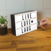 3 x Mini Cinema Retro Light up Message Board, White