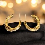 10 x RRP £15.91 ea Brand New Overstock - Chunky Gold Earrings For Women L11a