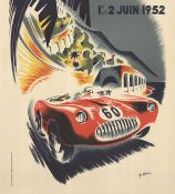 Vintage 1952 Monaco Grand Prix Poster, Limited Edition. 1995 Certificate of Provenance,