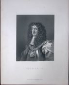 Charles II Portrait Scotland Antique 152 Years-Old Engraving-35