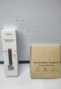 Job Lot of Telesin Floating Tripod selfie stick, Camera battery charger kit. EST Â£30. S2-BOX 77