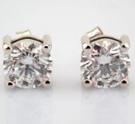 Round Cut Lab-Grown Diamond Earring - 2.9 Total Carat (IGI Certified)