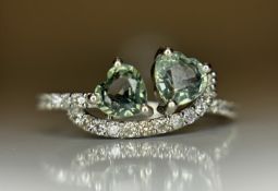Beautiful 1.07 CT Bi-Colour Unheated Ceylon Sapphire Diamonds & 950 Platinum