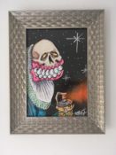 Sweet Toof(b 1976) 'Harlequin Duke' Ruffneck, Hand Signed, Original Graf Art 1/1, Neon, Framed, 2.