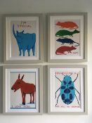 David Shrigley OBE (b 1968) 'I Love Assess' 4 Offset Lithographs, Mini Series, Framed, Edition,