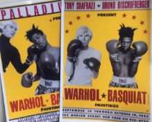 Basquiat, Andy Warhol (b 1928-87) Two 'Four Hands' Retro Bill Board Exhibition Offset Lithograph