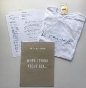 Tracy Emin (b1963)'When I Think About Sex' White Cube Exhibition T-Shirt and Catalogue, Signed,