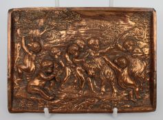 Italian Copper Relief Plaque Depicting Putti