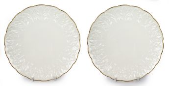 Pair of Royal Worcester Fern Leaf Plates