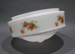 Art Deco Glass Ceiling Shade with Floral Decoration, England c.1930