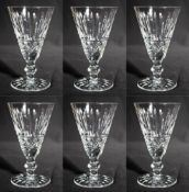 Set of 6 Vintage Waterford Cut Crystal Knopped Sherry Glasses