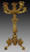 Mid-19th Century French Gilt Bronze Five-Light Candelabrum with Classical Motifs