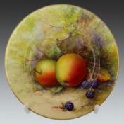 Royal Worcester Hand Painted Fruit Plate by W.H. Austin – 1923